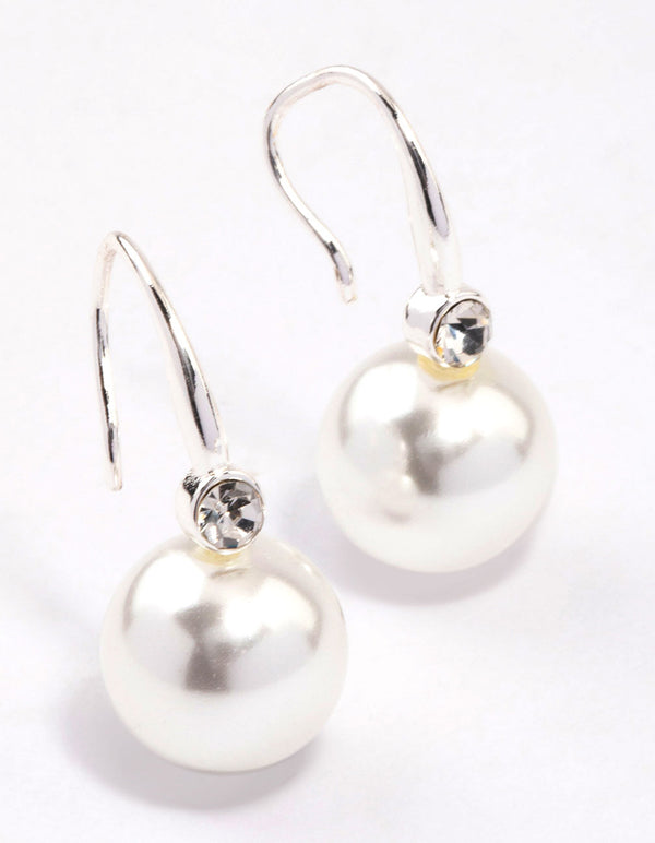 Silver Classic Diamante Hook Earrings & Polishing Set