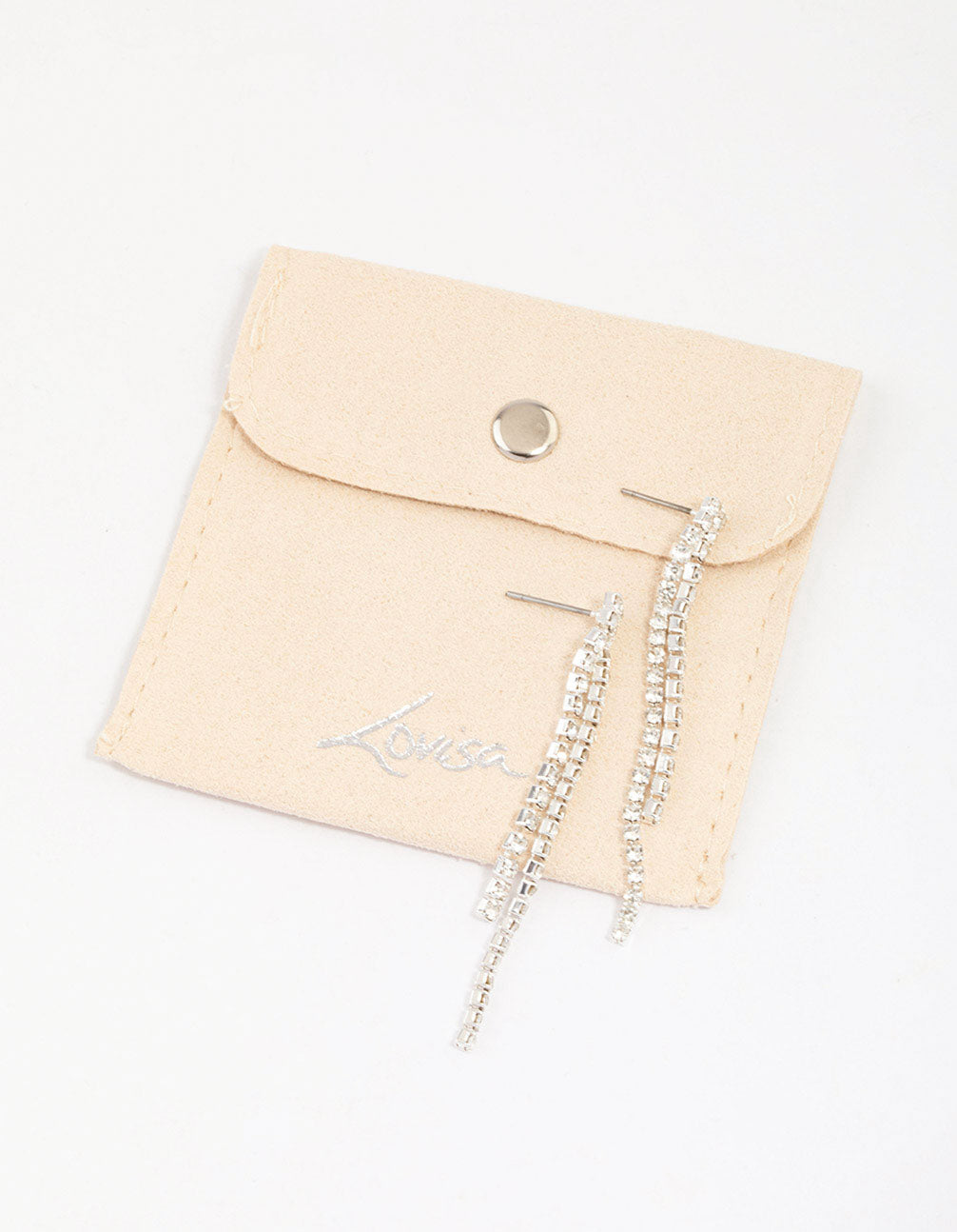 Silver Double Row Cup Chain Drop Earrings & Polishing Set
