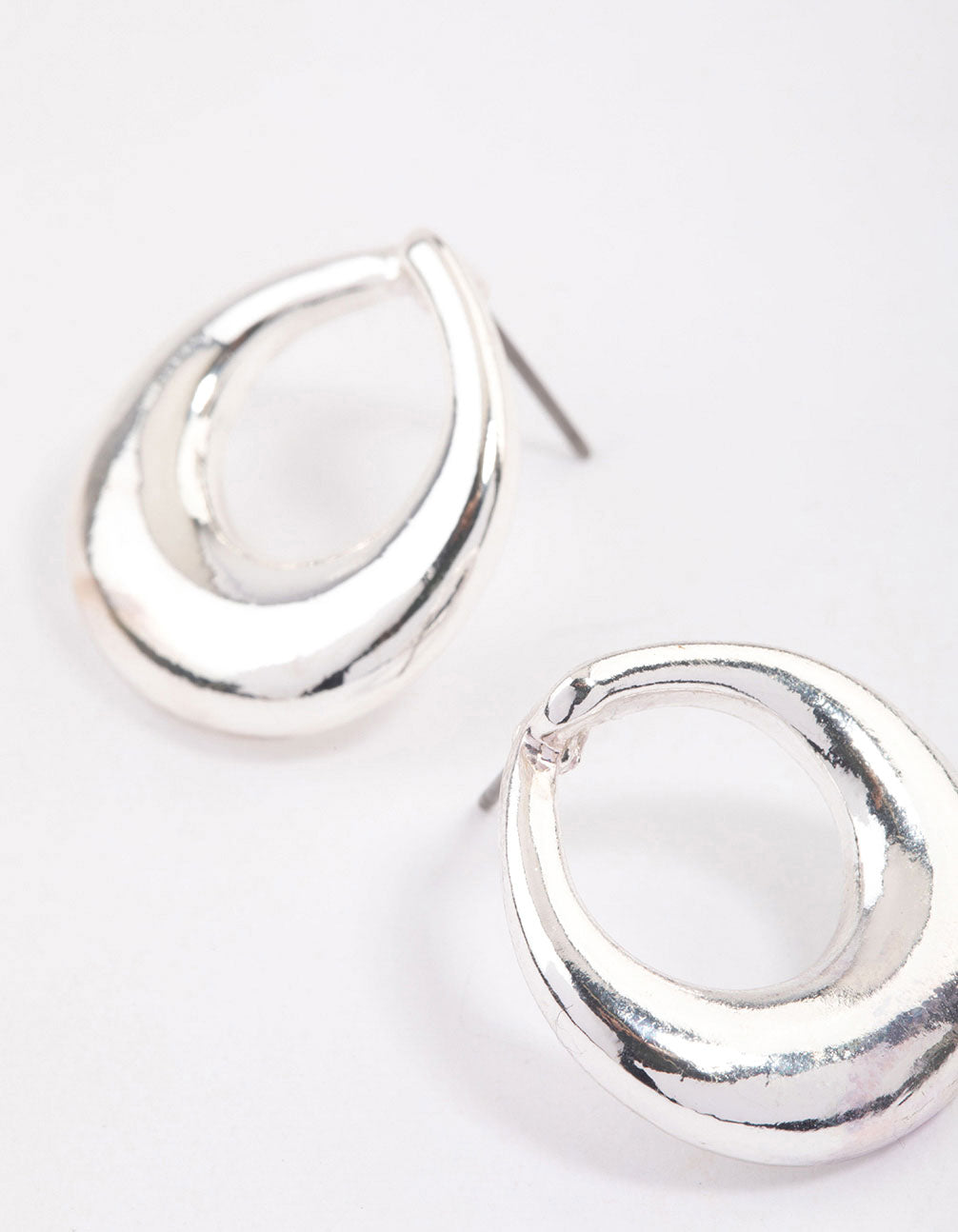 Silver Open Circle Stud Earrings & Polishing Set
