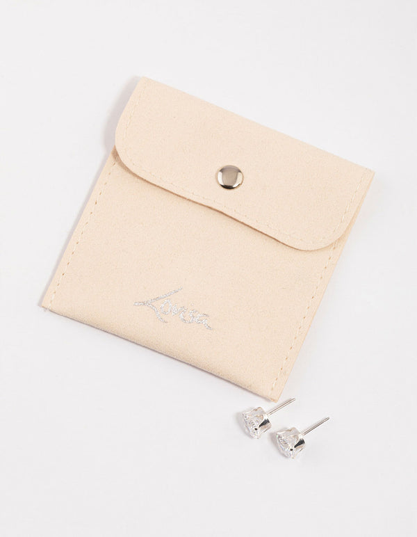 Silver Statement Diamante Stud Earrings & Polishing Set