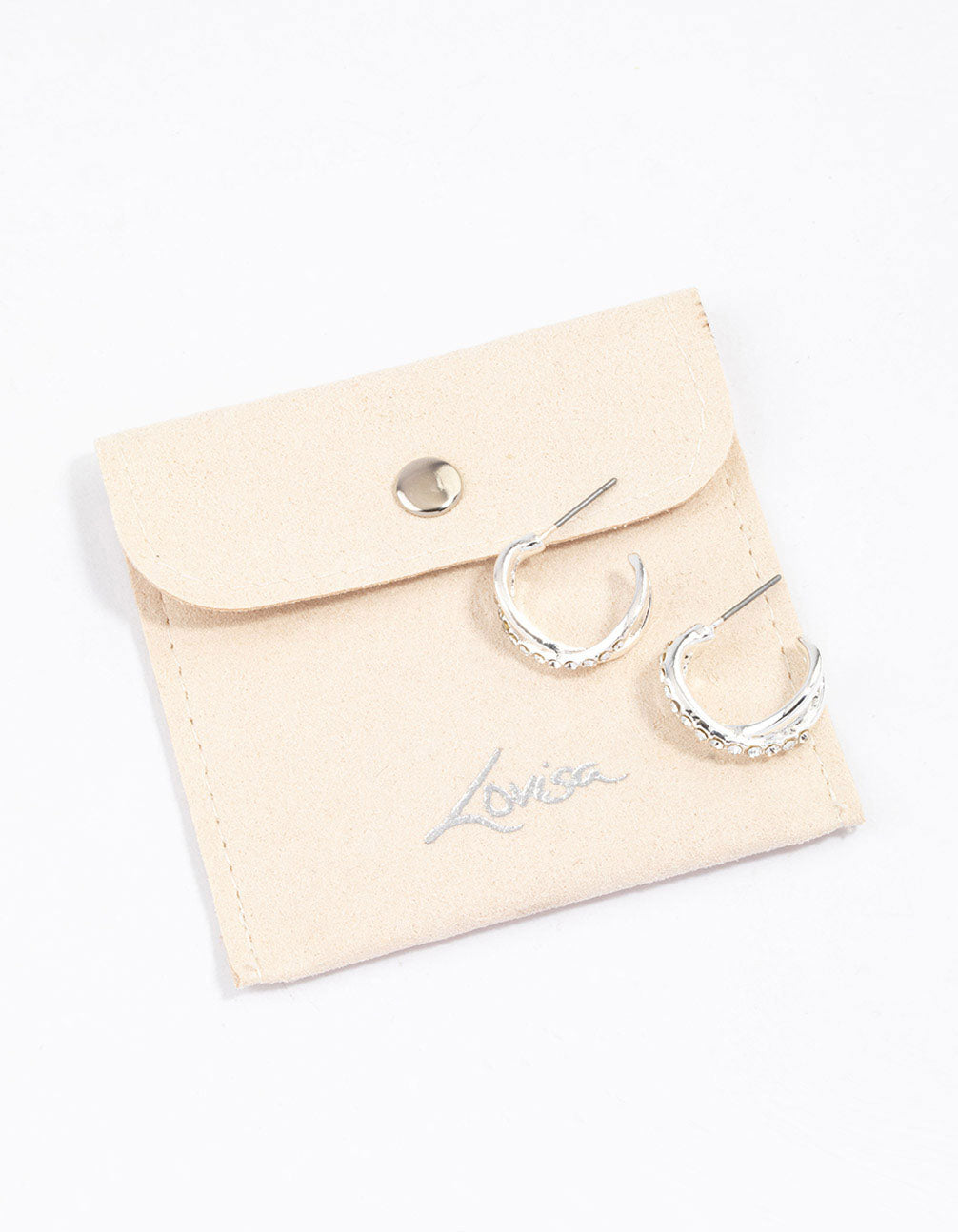 Silver Interlaced Diamante Hoop Earrings & Polishing Set