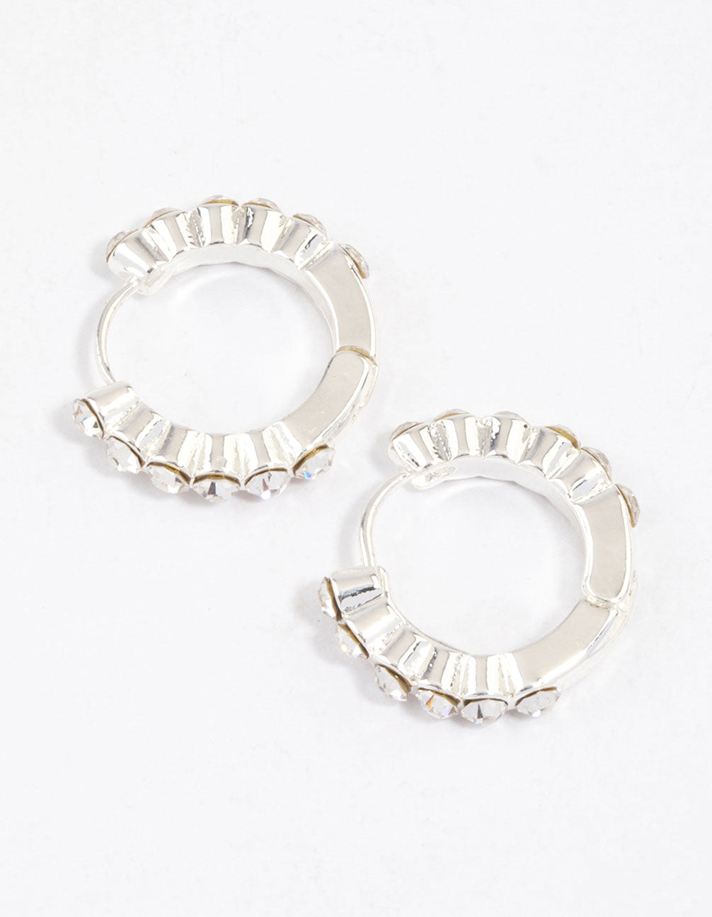 Silver Classic Diamante Huggie Earrings & Polishing Set