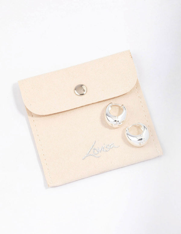 Silver Clean Huggie Earrings & Polishing Set
