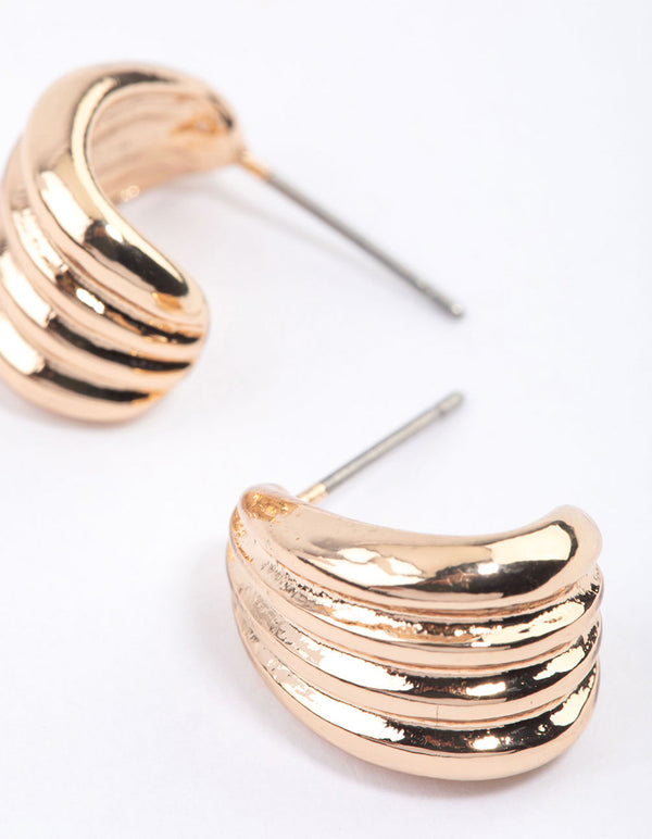 Gold Raked Huggie Earrings & Polishing Set
