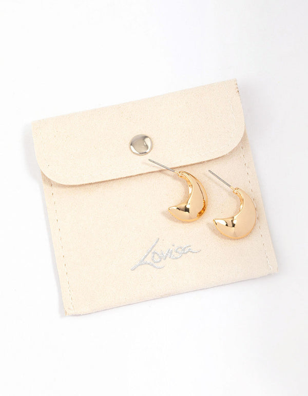 Gold Mini Bubble Huggie Earrings & Polishing Set