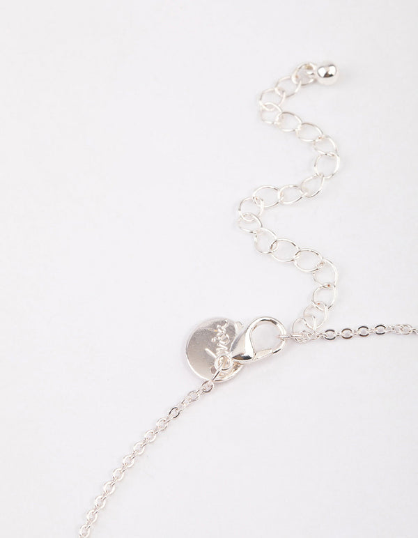 Silver Encased Diamante Drop Necklace & Polishing Set