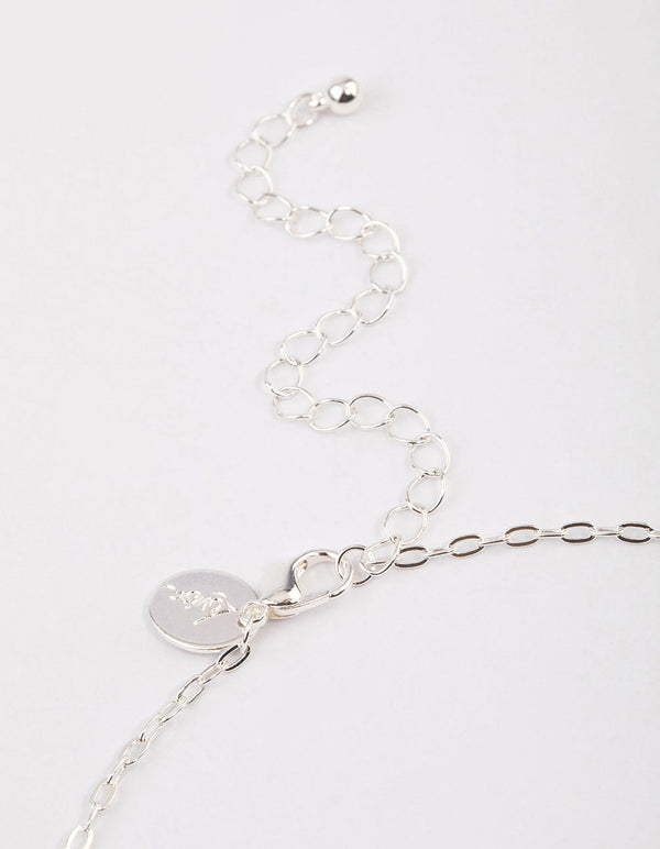 Silver Linked Circle Diamante Necklace & Polishing Set