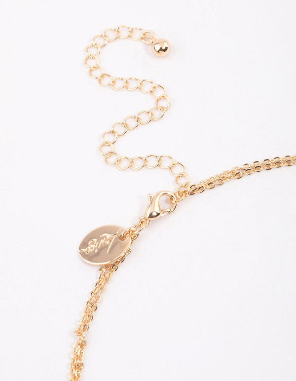 Gold Double Row Cubic Zirconia Necklace & Polishing Set