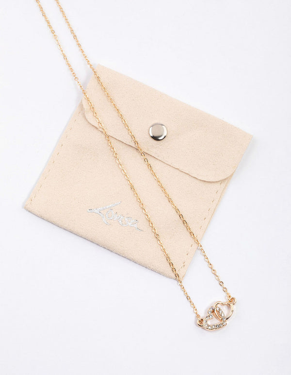 Gold Linked Heart Necklace & Polishing Set