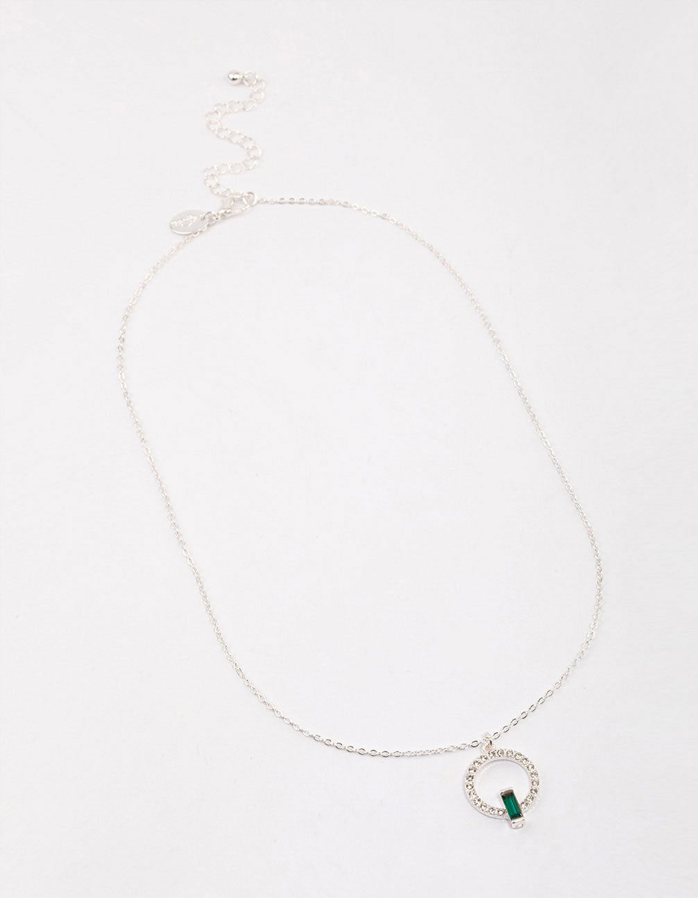 Silver Open Circle Baguette Necklace & Polishing Set
