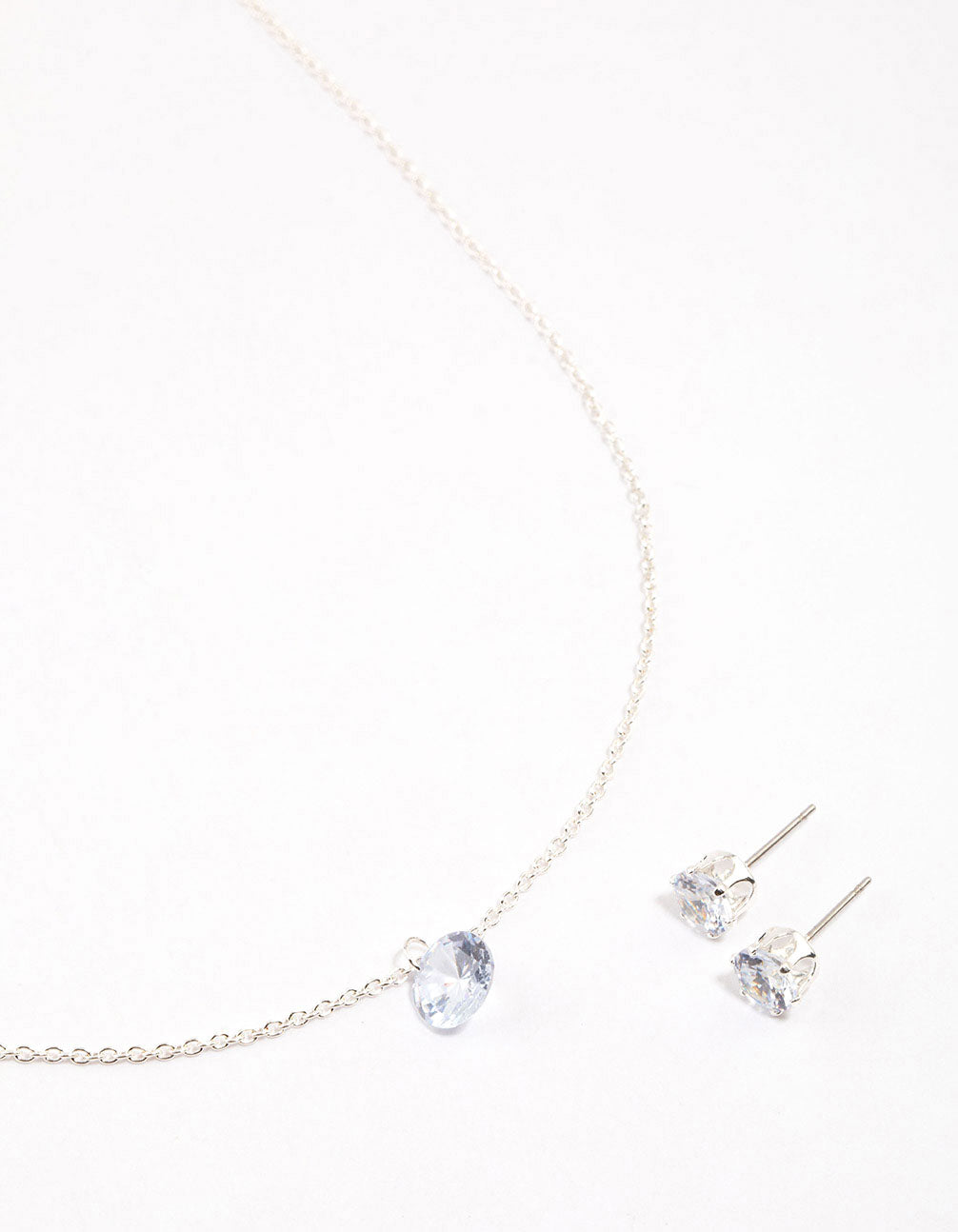 Silver Floating Cubic Zirconia Drop Jewellery & Polishing Set