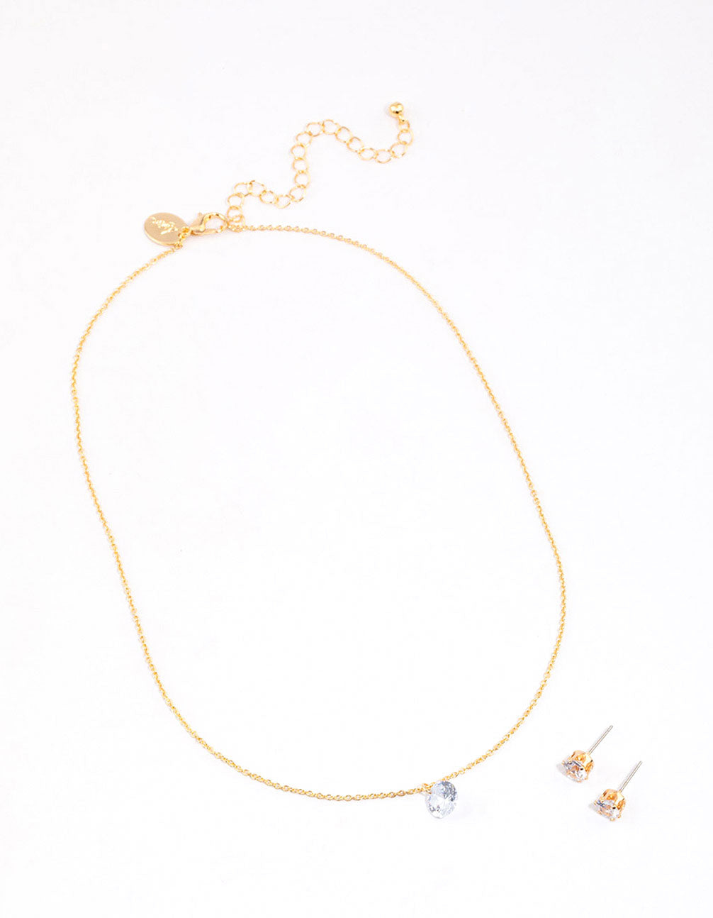 Gold Floating Cubic Zirconia Drop Jewellery & Polishing Set