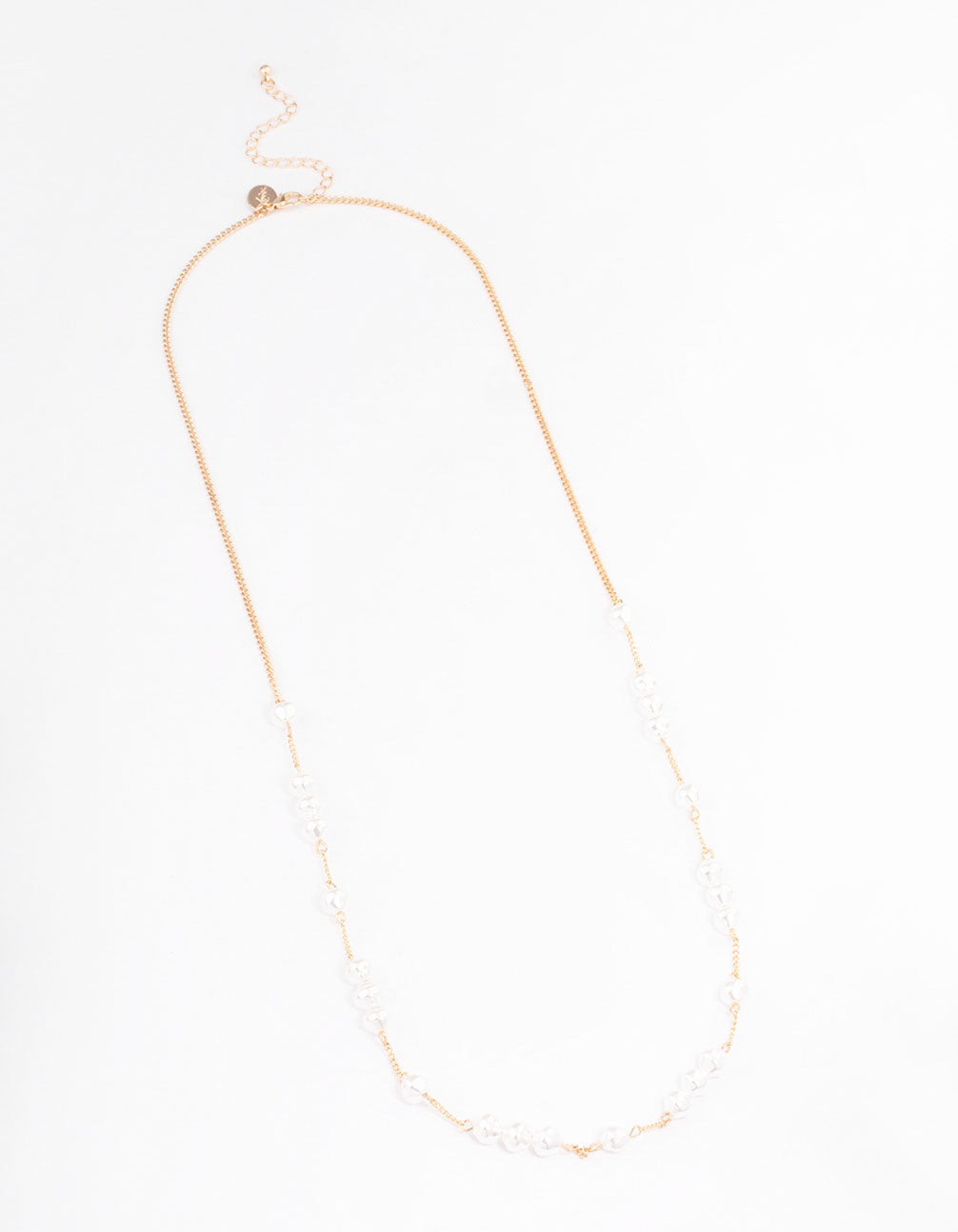 Gold Fine Pearly Chain Long Necklace