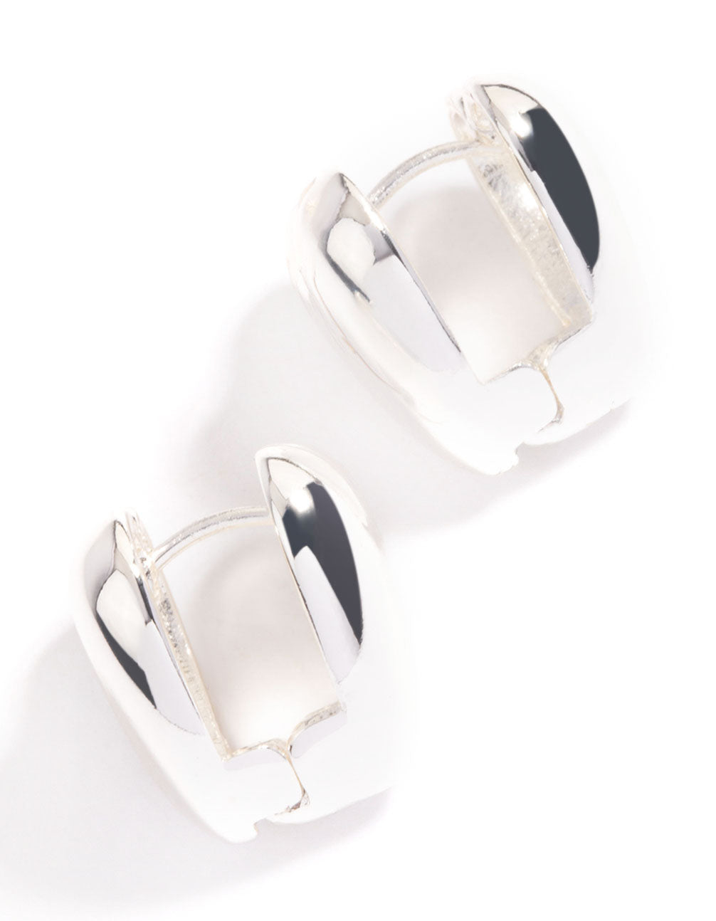 Silver Plated Heart Huggie Earrings