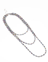 Gunmetal Triple Row Beaded & Facet Layered Necklace - link has visual effect only