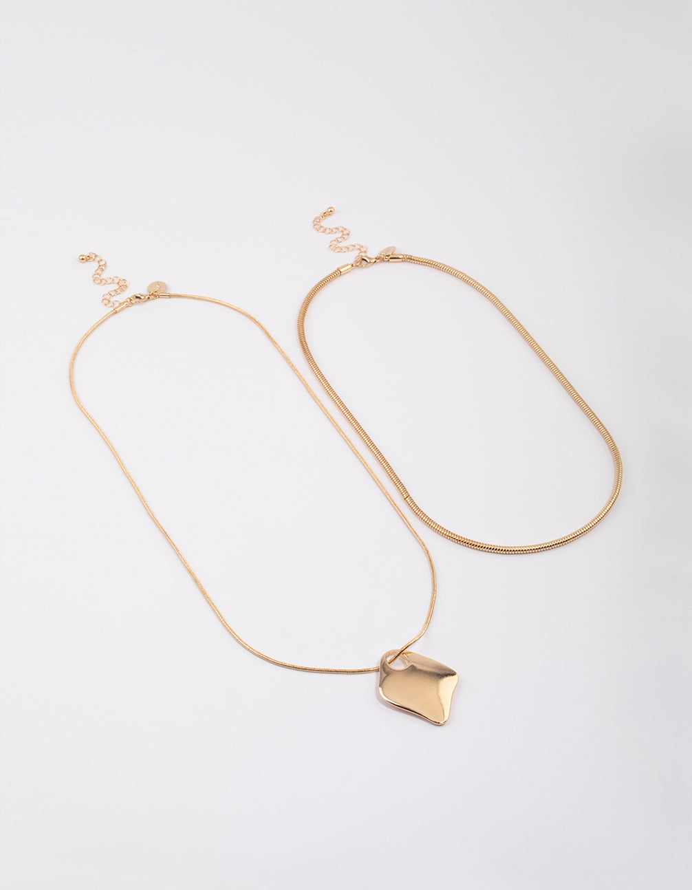 Gold Multi Layered Organic Pendant Necklace