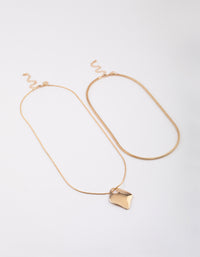Gold Multi Layered Organic Pendant Necklace - link has visual effect only