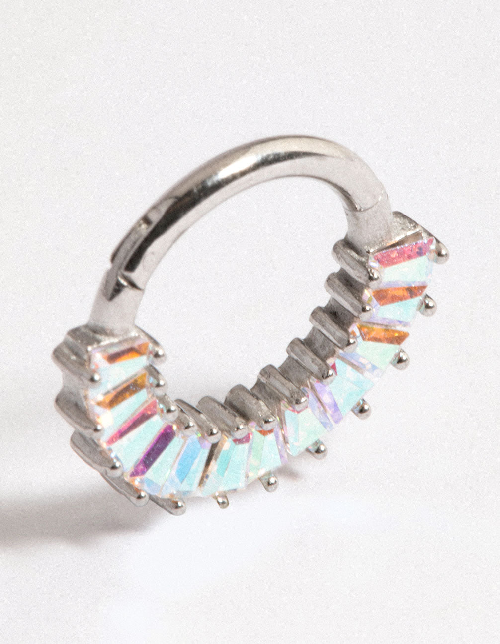 Surgical Steel Baguette Stone Clicker Ring