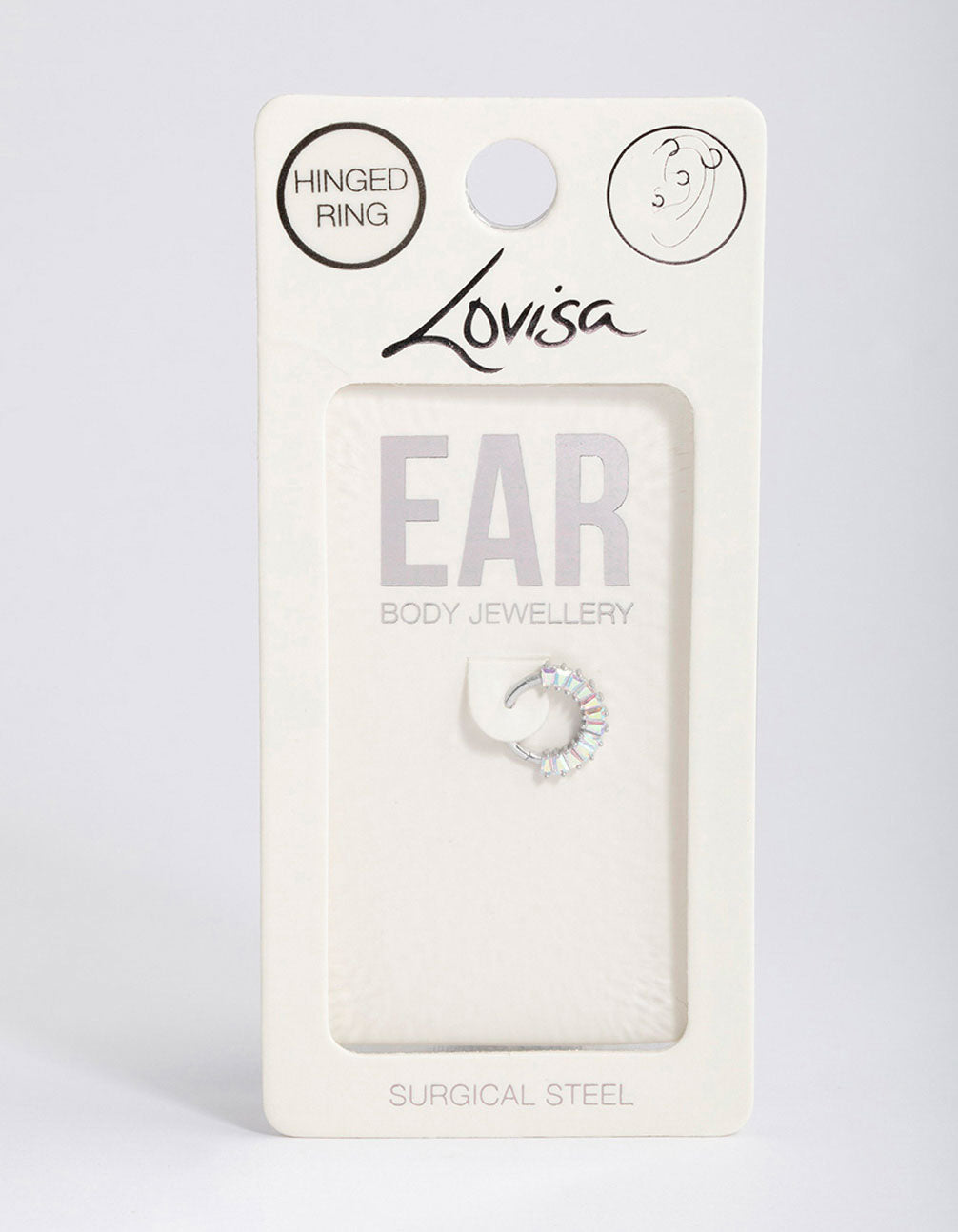 Surgical Steel Baguette Stone Clicker Ring