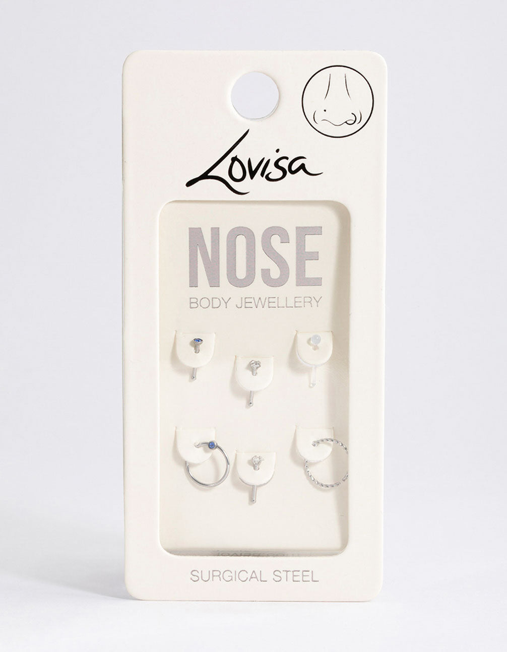 Surgical Steel Heart & Cross Nose Stud 6-Pack