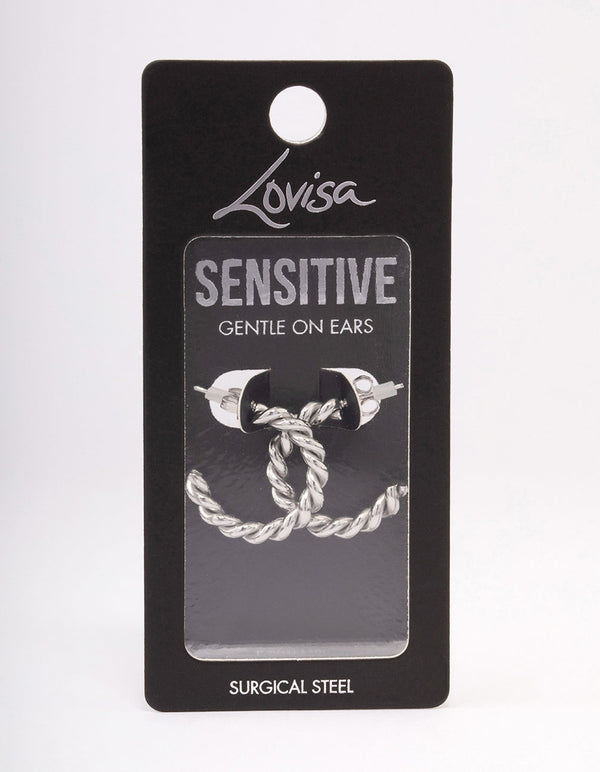 Surgical Steel Twisted Hoop Earrings