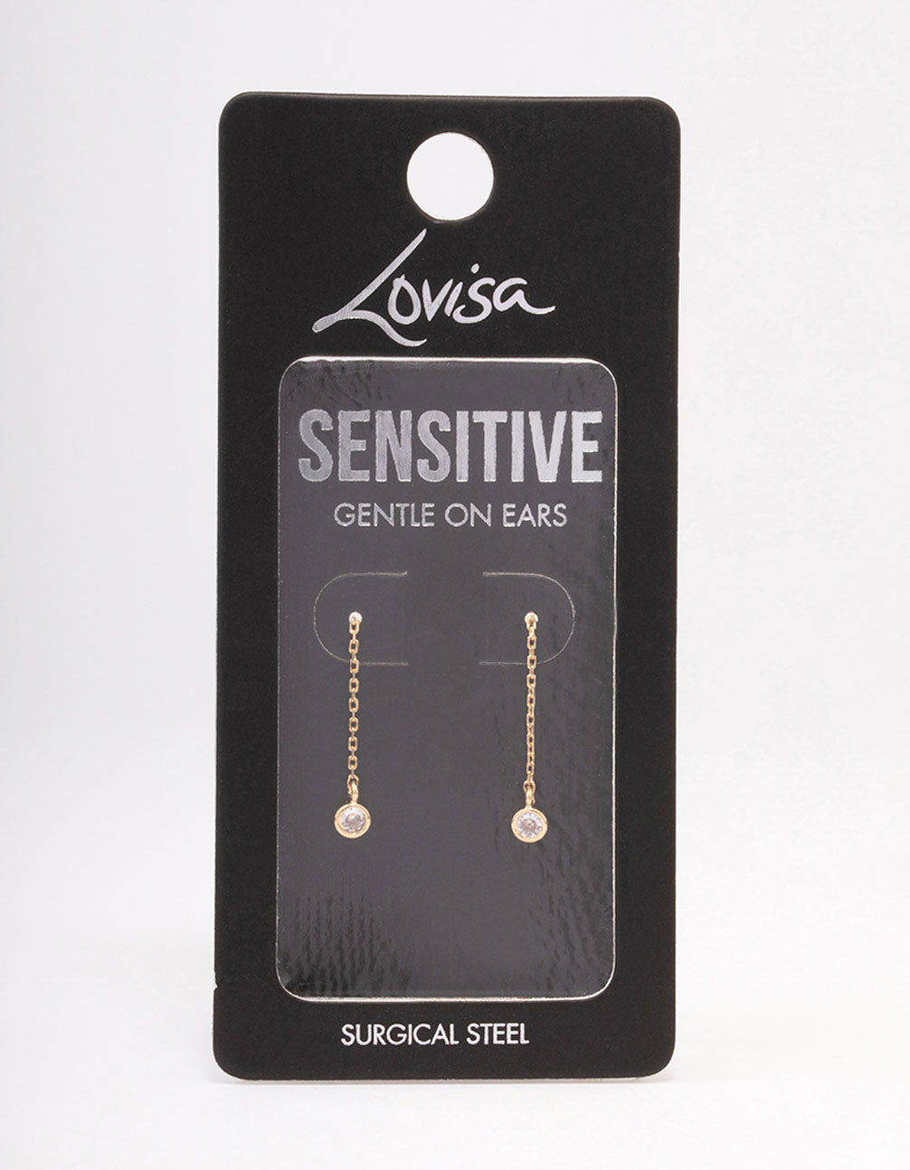 Gold Plated Surgical Steel Thread Through Round Cubic Zirconia Earrings