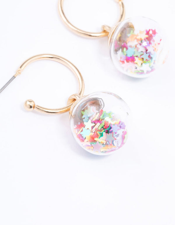 Gold Glitter Shaker Huggie Earrings