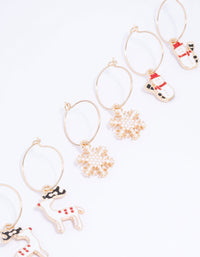 Gold Reindeer Hoop Earrings 3-Pack - link has visual effect only
