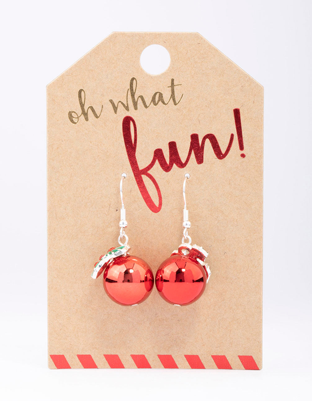 Silver Mistletoe Ball Drop Earrings