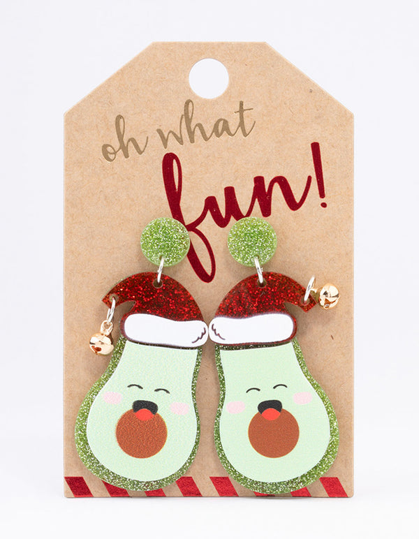 Cute Christmas Avocado Drop Earrings