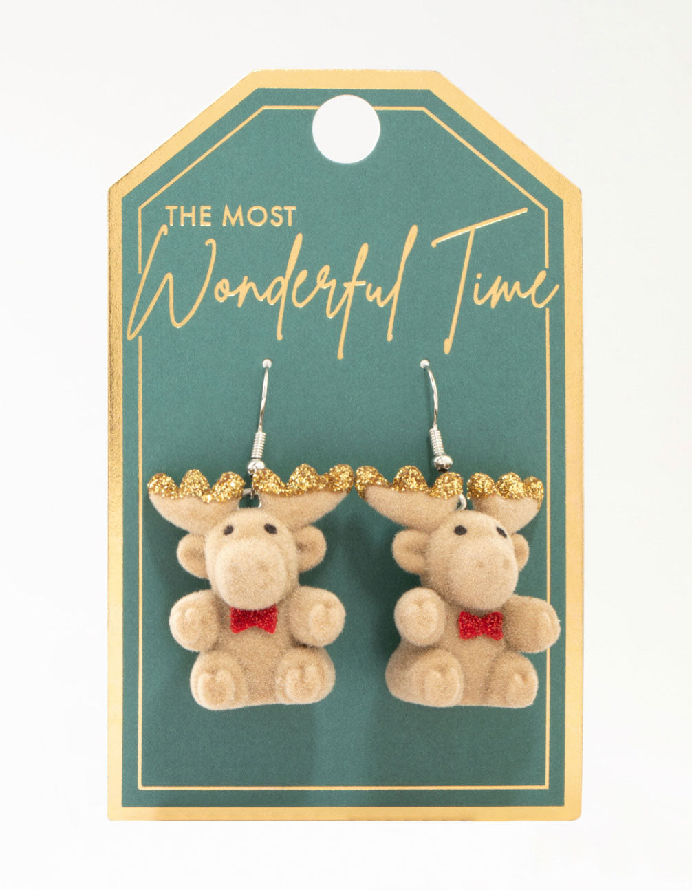 Fuzzy Christmas Reindeer Drop Earrings