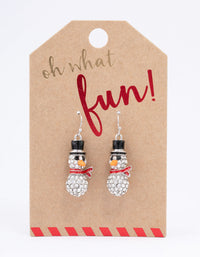 Silver Diamante Mini Snowman Drop Earrings - link has visual effect only