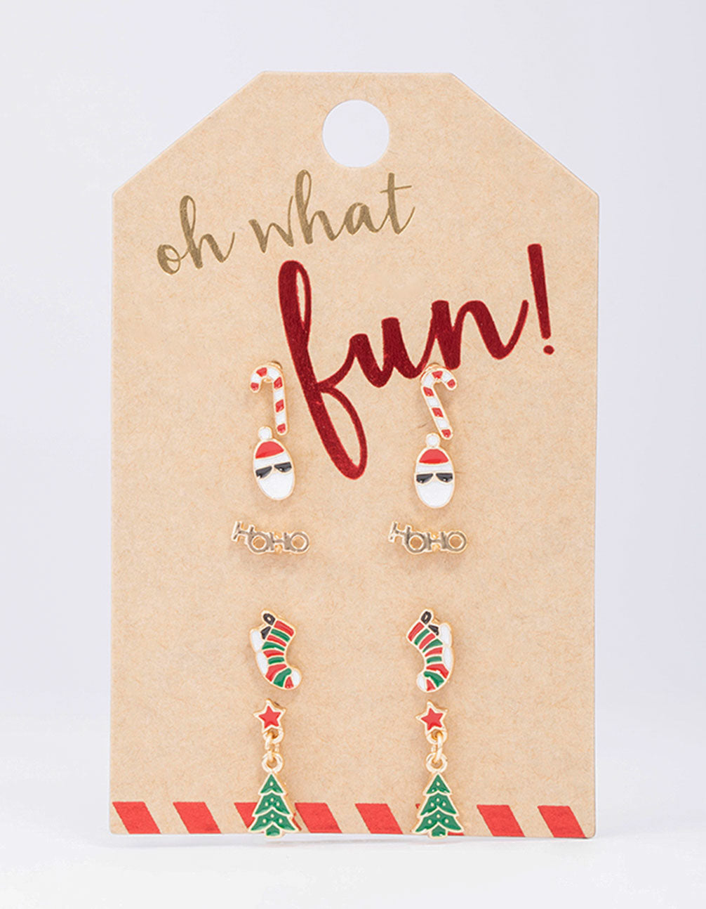 Gold HoHo & Santa Christmas Stud Earrings 5-Pack