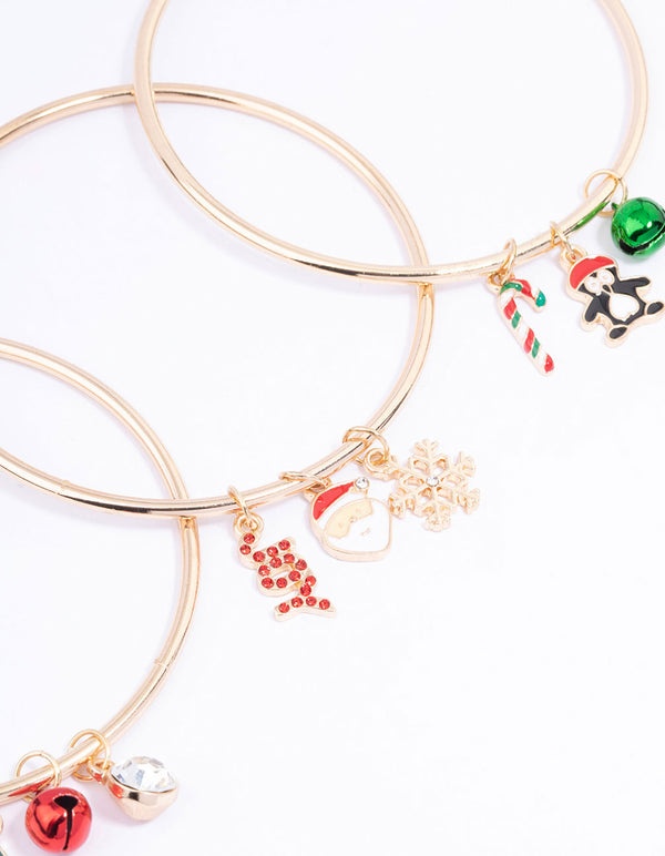 Gold Christmas Charm Bangle Pack