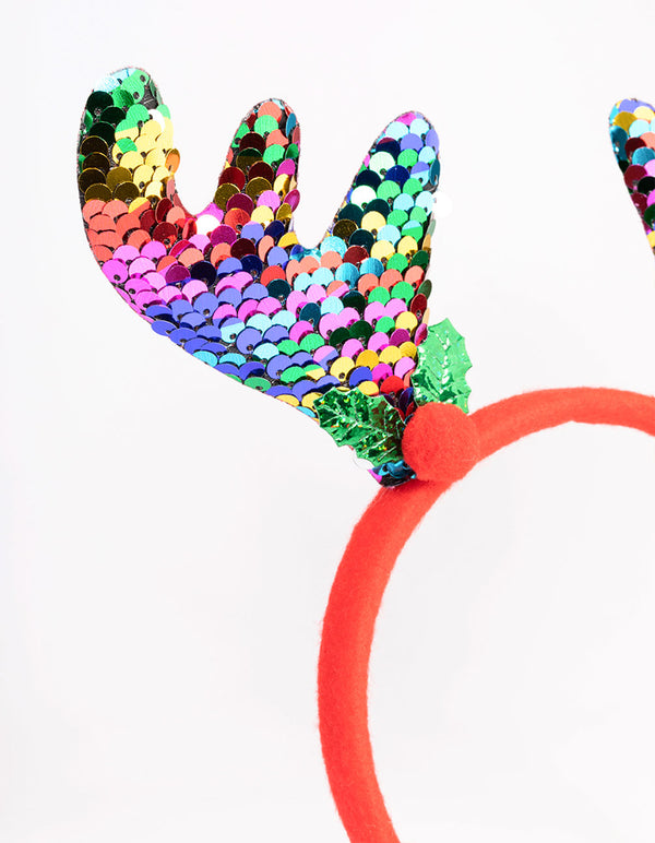 Fabric Sequined Reindeer Headband