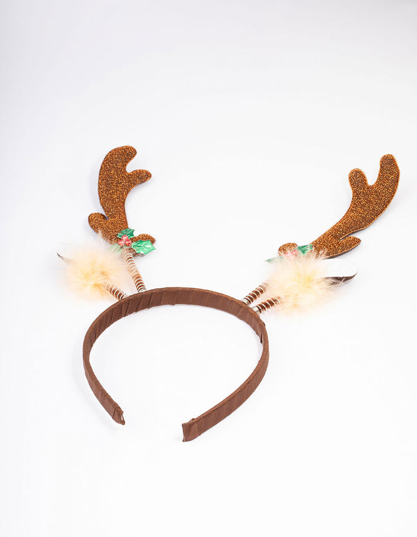Soft Glitter Reindeer Headband