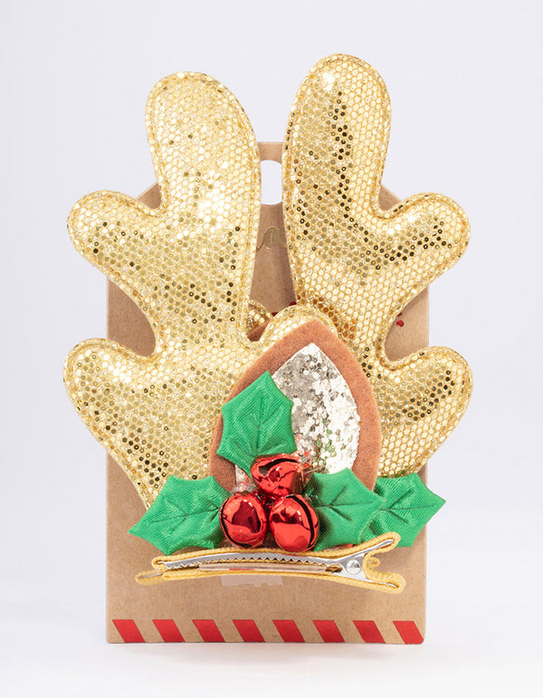 Mixed Glitter Reindeer Hair Clip Pack