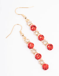 Red Diamante & Stone Chain Drop Earrings - link has visual effect only