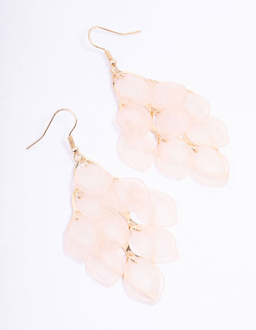 Blush Frosted Petal Diamond Drop Earrings