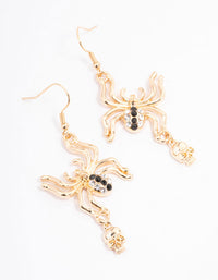 Gold Spider Skull Drop Earrings - link has visual effect only