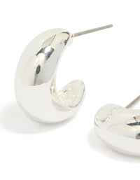 Silver Chubby Teardrop Huggie Earrings - link has visual effect only