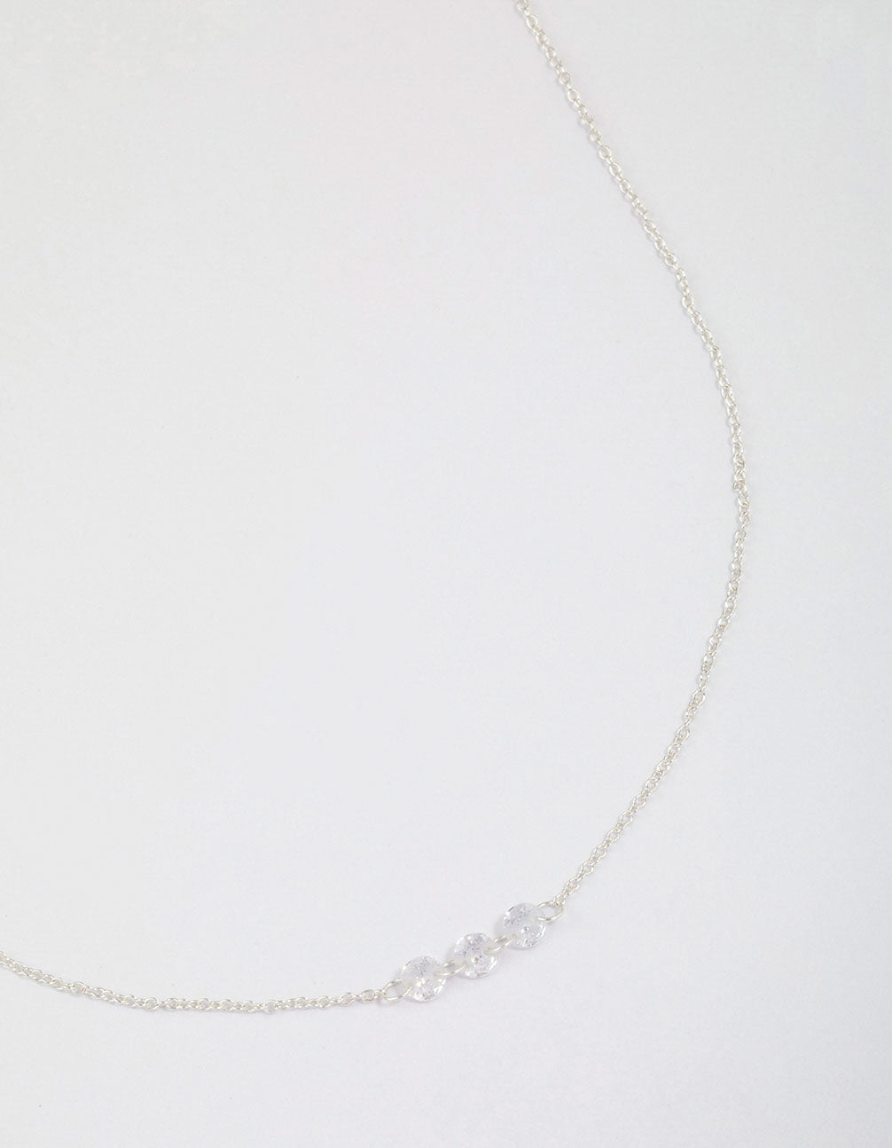 Sterling Silver Trio Round Cubic Zirconia Necklace