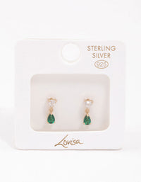 Gold Plated Sterling Silver Cubic Zirconia Pear Drop Earrings - link has visual effect only