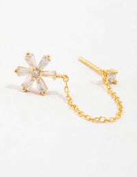 Gold Plated Sterling Silver Flower Chain Stud Earrings - link has visual effect only