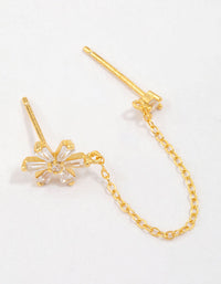 Gold Plated Sterling Silver Flower Chain Stud Earrings - link has visual effect only