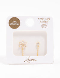 Gold Plated Sterling Silver Flower Chain Stud Earrings - link has visual effect only