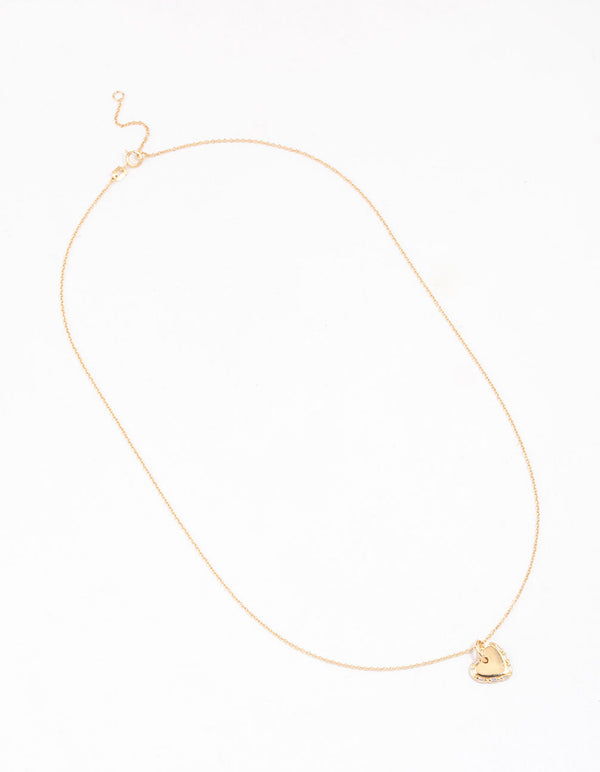 Gold Plated Sterling Silver Baguette Heart Necklace