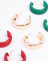 Red & Green Chunky Christmas Hoop Earrings 3-Pack - link has visual effect only