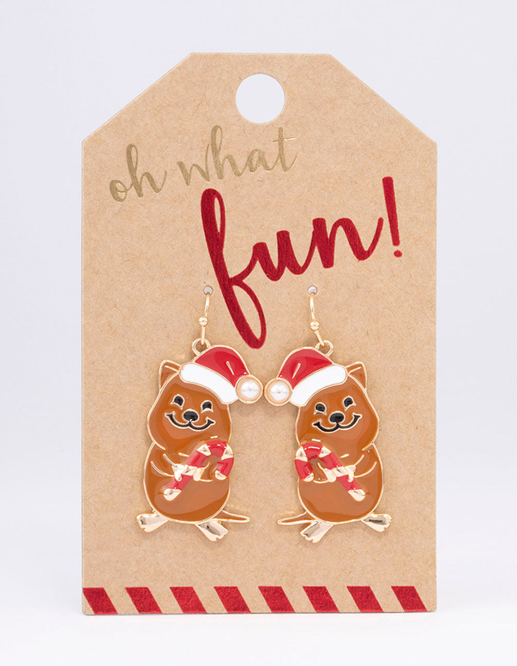 Gold Christmas Quokka Drop Earrings