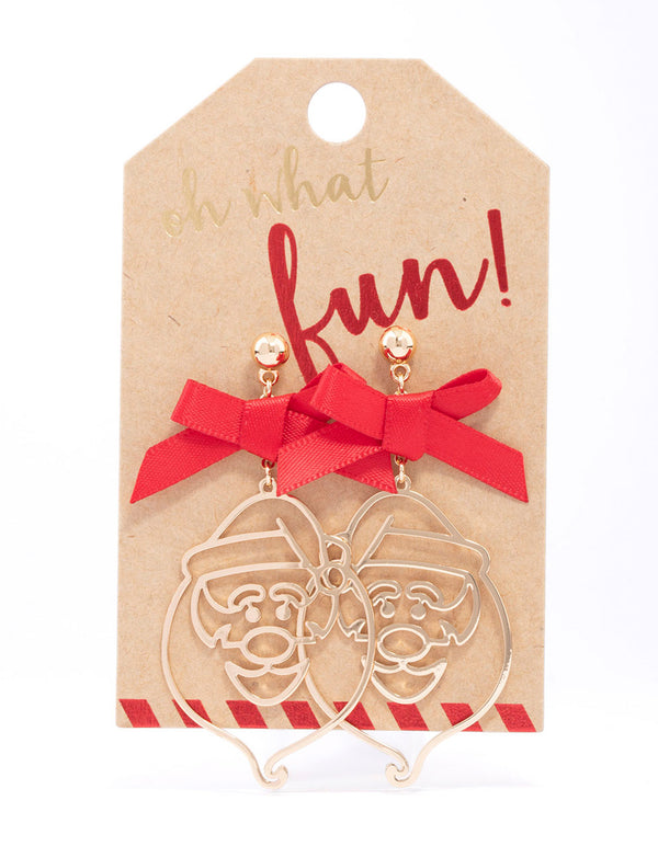 Christmas Santa & Bow Drop Earrings